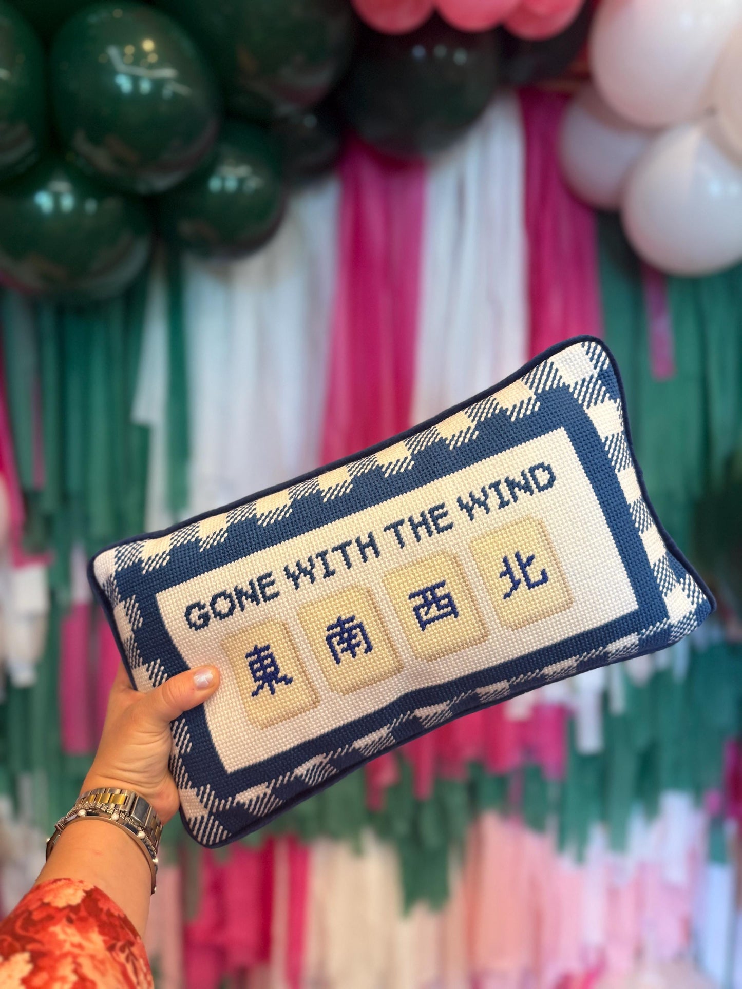 Gone with the Wind Mahjong Needlepoint Pillow