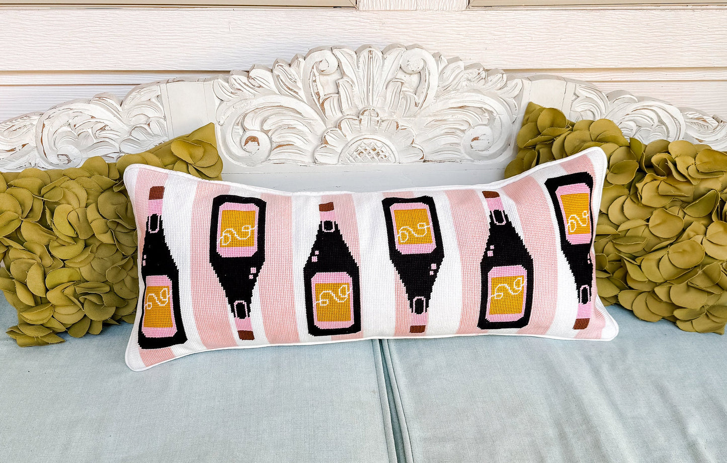 Pop the Bubbly Needlepoint Pillow