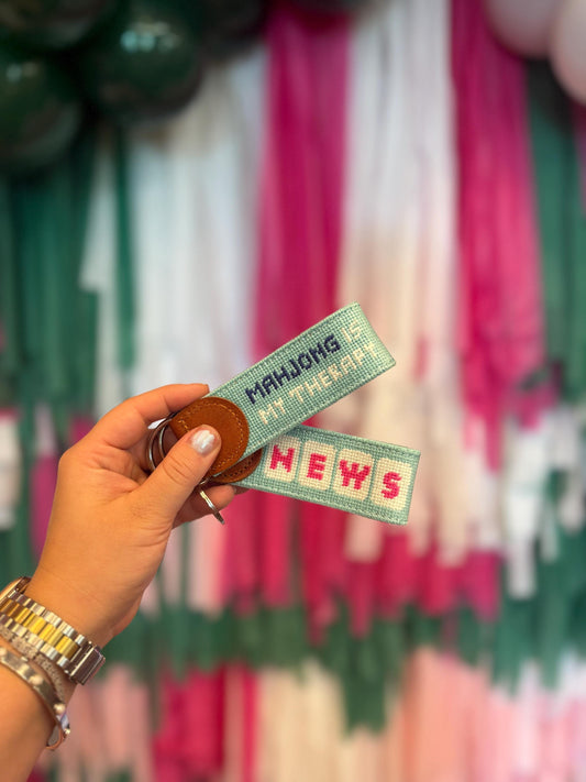 Mahjong is my Therapy Needlepoint Keychain