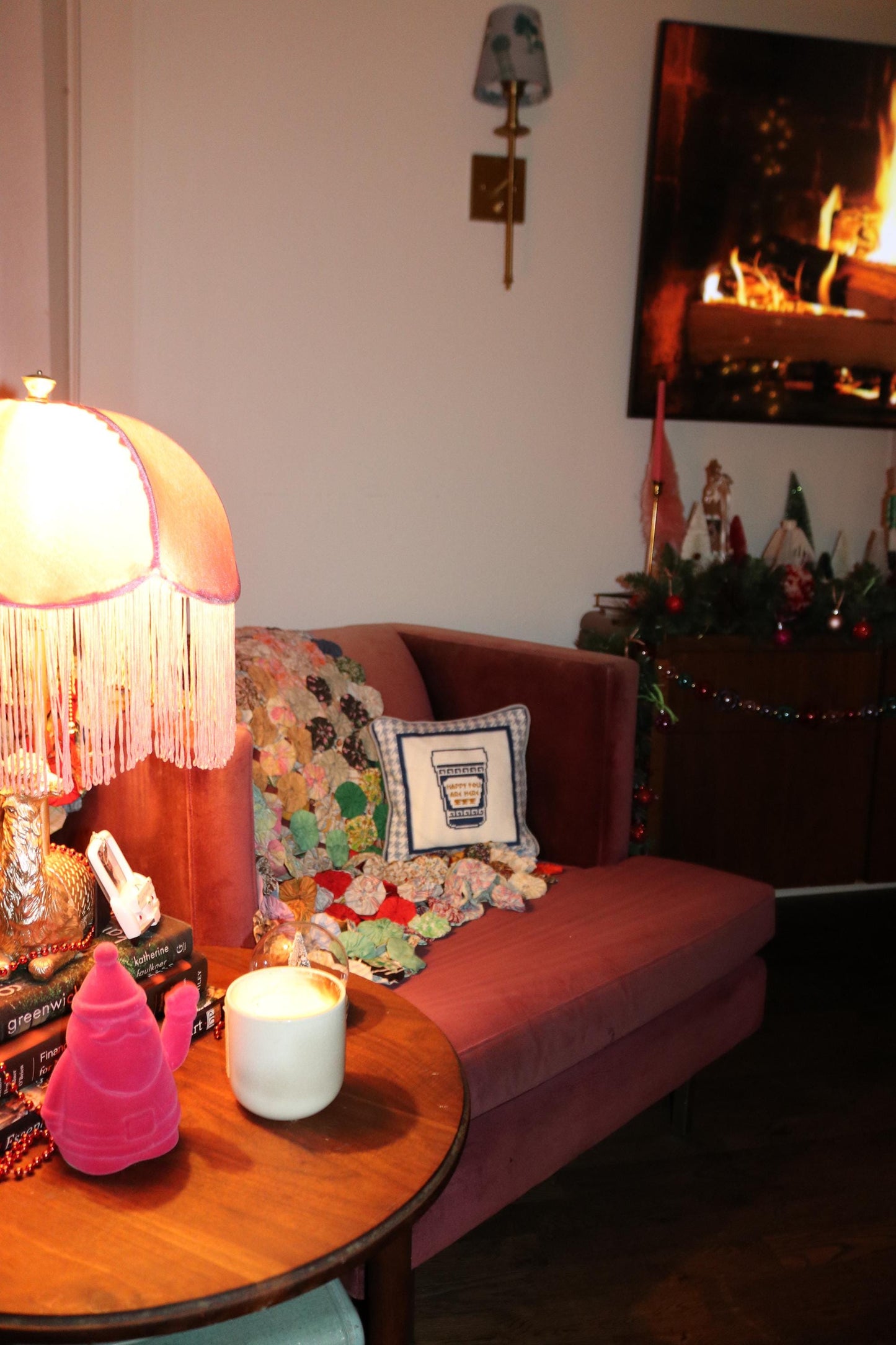 NYC Coffee Cup Needlepoint Pillow