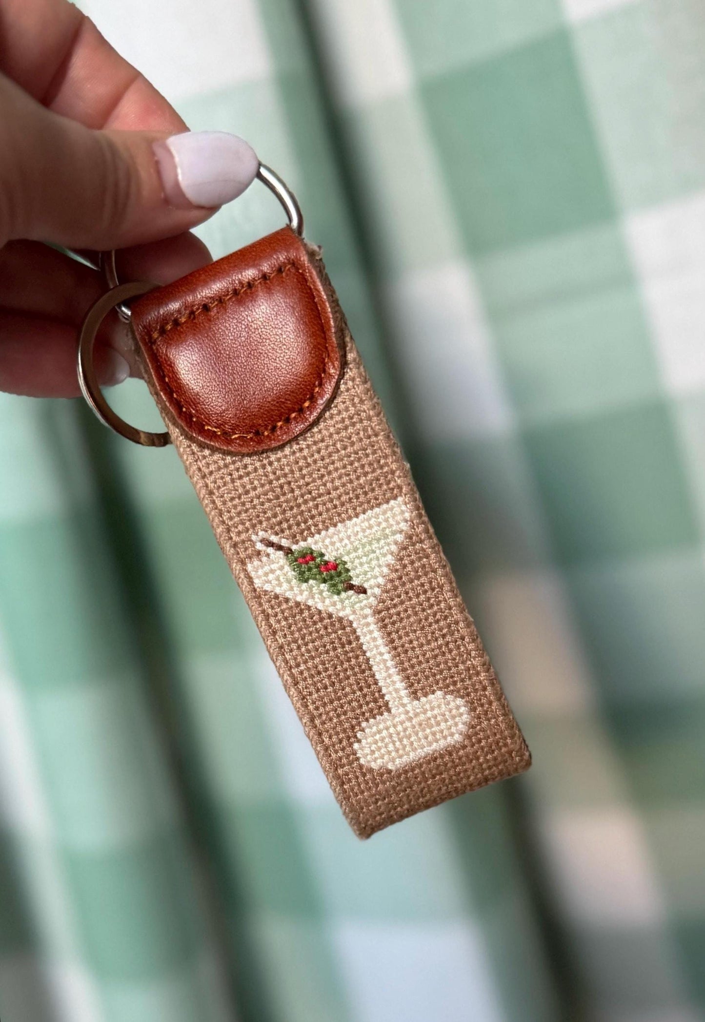Dirty Martini Needlepoint Keychain