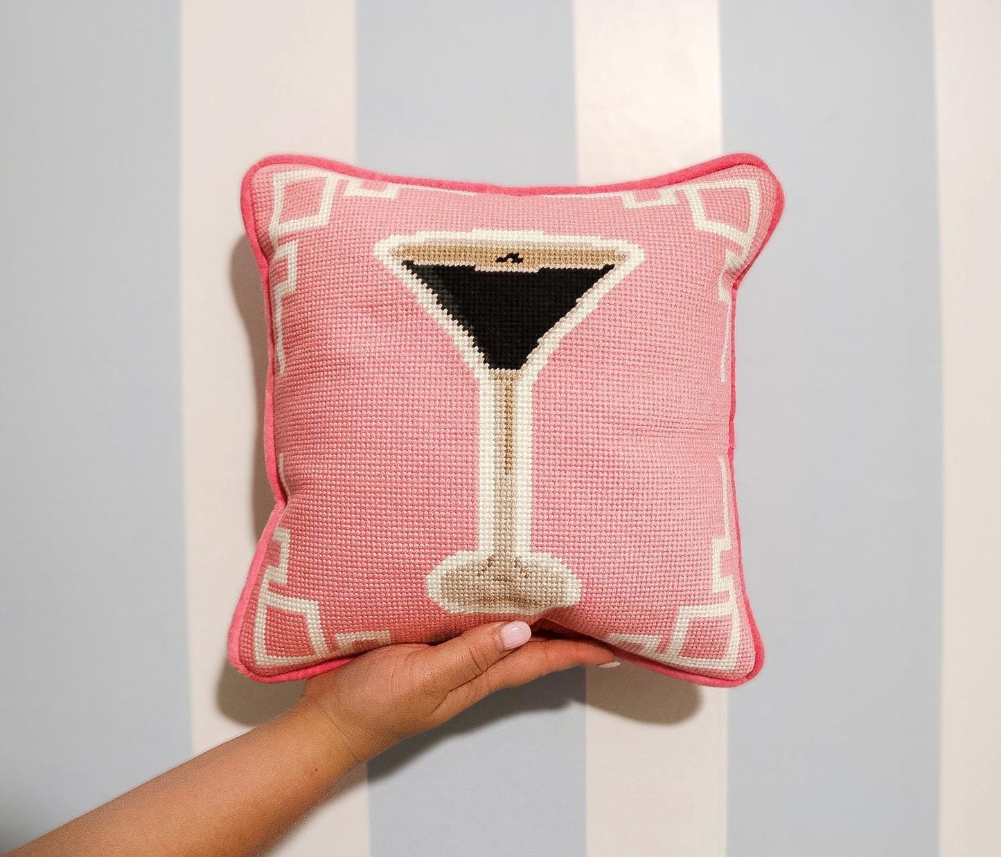 Espresso Martini Needlepoint Pillow