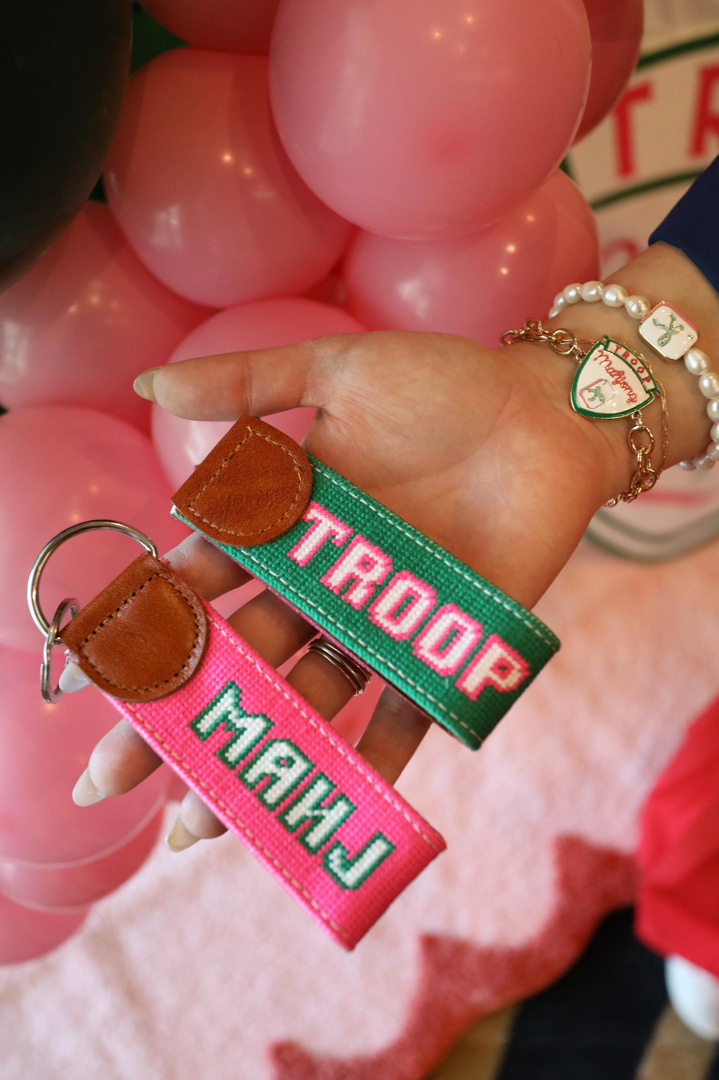 Troop Mahj Needlepoint Keychain