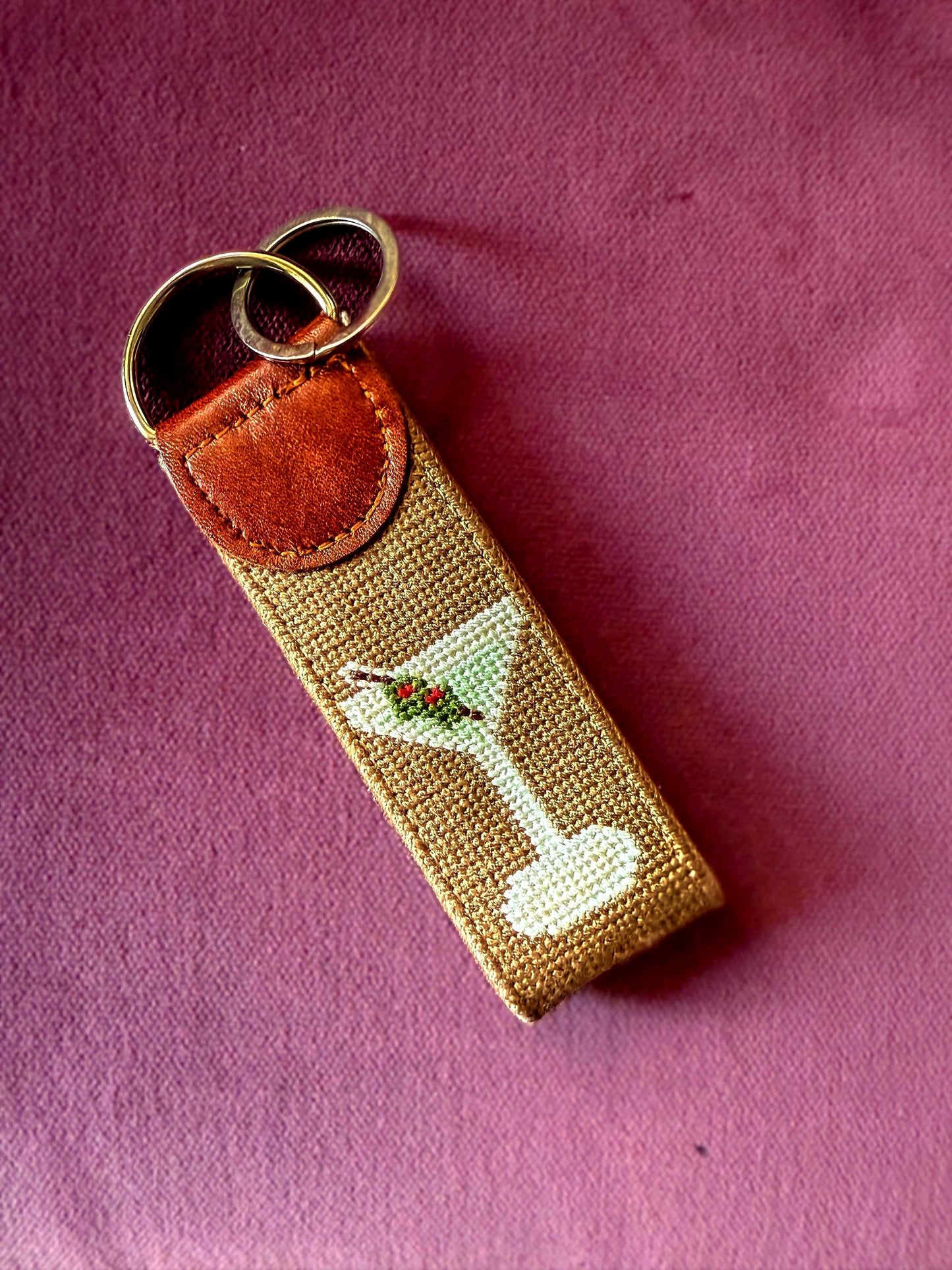 Dirty Martini Needlepoint Keychain