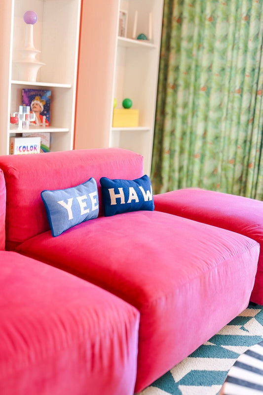 Yee Haw Needlepoint Pillows- Blue