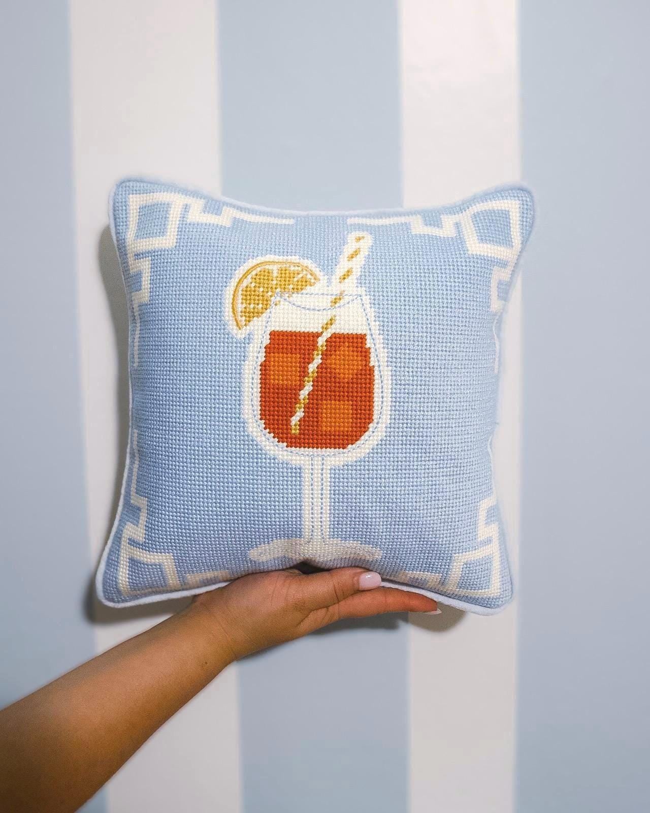 Aperol Spritz Needlepoint Pillow