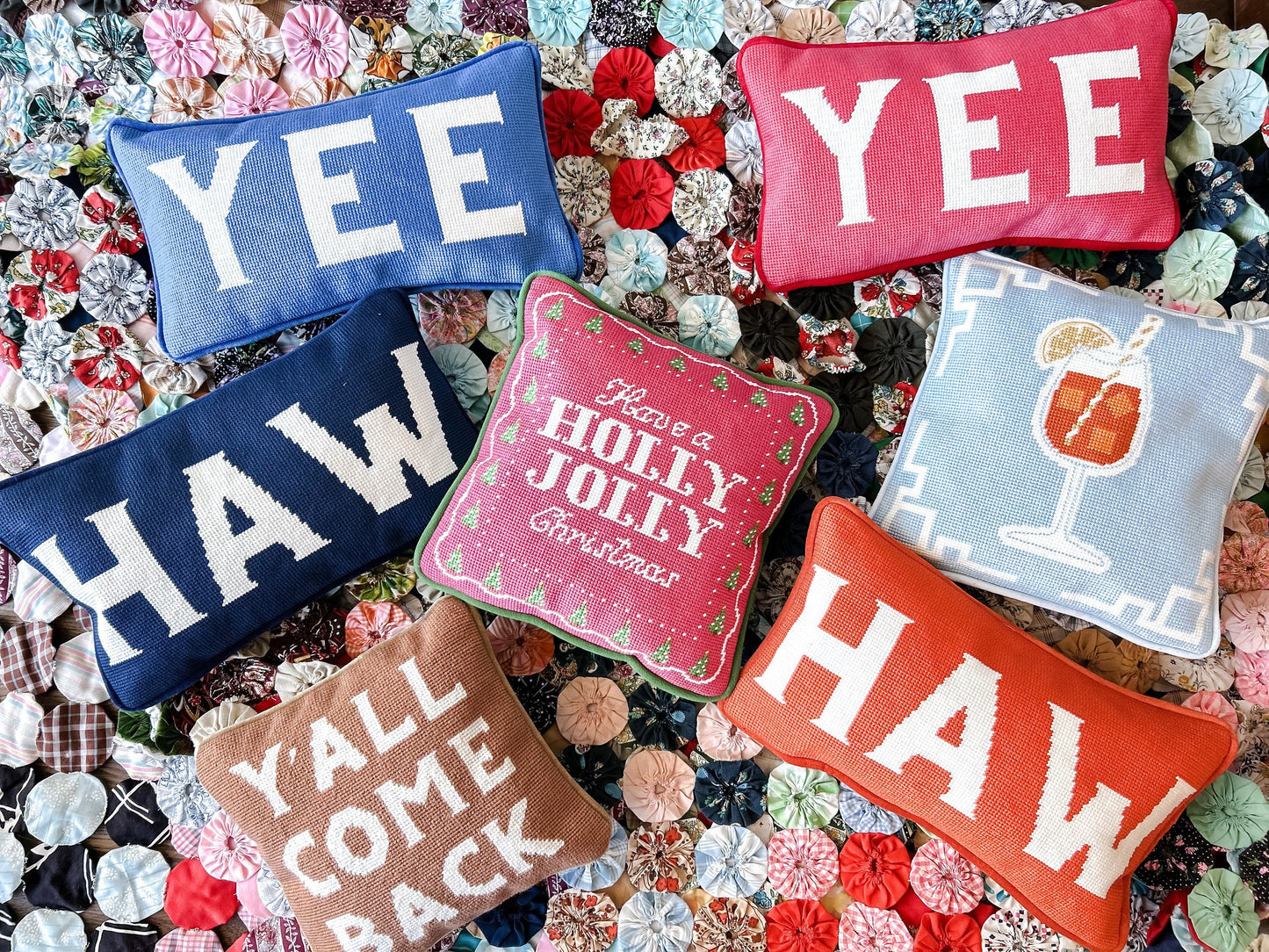 Merry Little Christmas Needlepoint Pillow