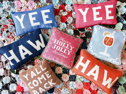 Merry Little Christmas Needlepoint Pillow