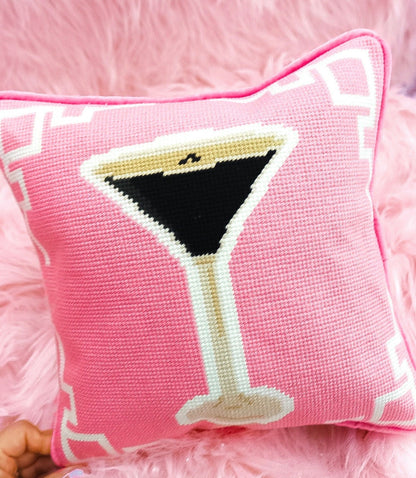 Espresso Martini Needlepoint Pillow