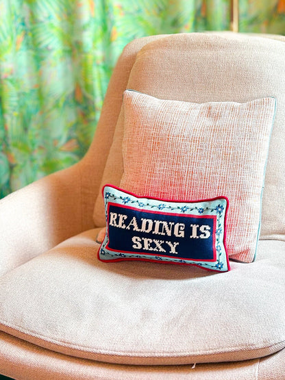 Reading is Sexy Needlepoint Pillow