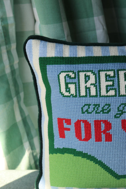 Greens are Good for You Golf Needlepoint Pillow