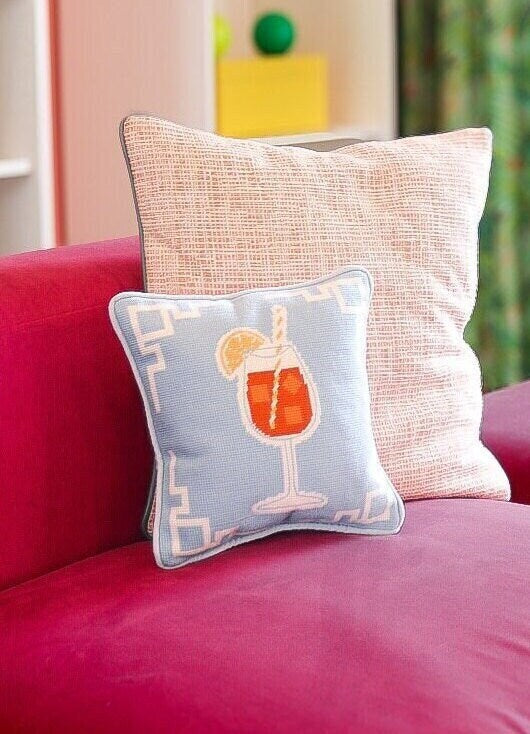 Aperol Spritz Needlepoint Pillow