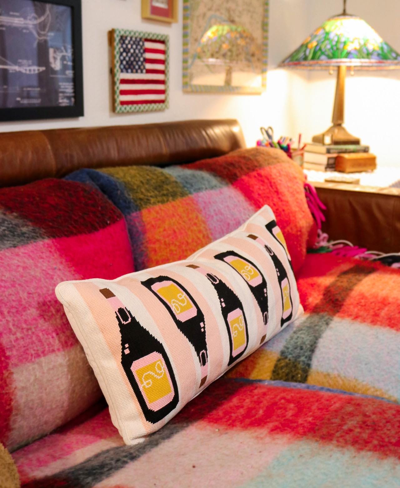 Pop the Bubbly Needlepoint Pillow