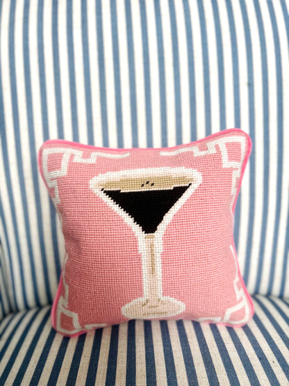 Espresso Martini Needlepoint Pillow