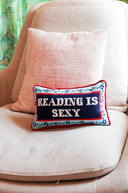 Reading is Sexy Needlepoint Pillow