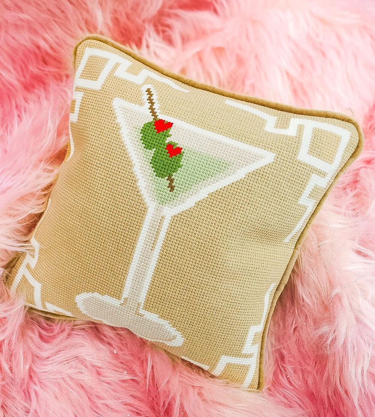 Dirty Martini Needlepoint Pillow