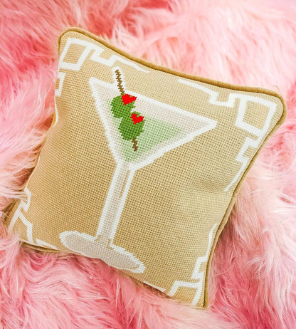 Dirty Martini Needlepoint Pillow
