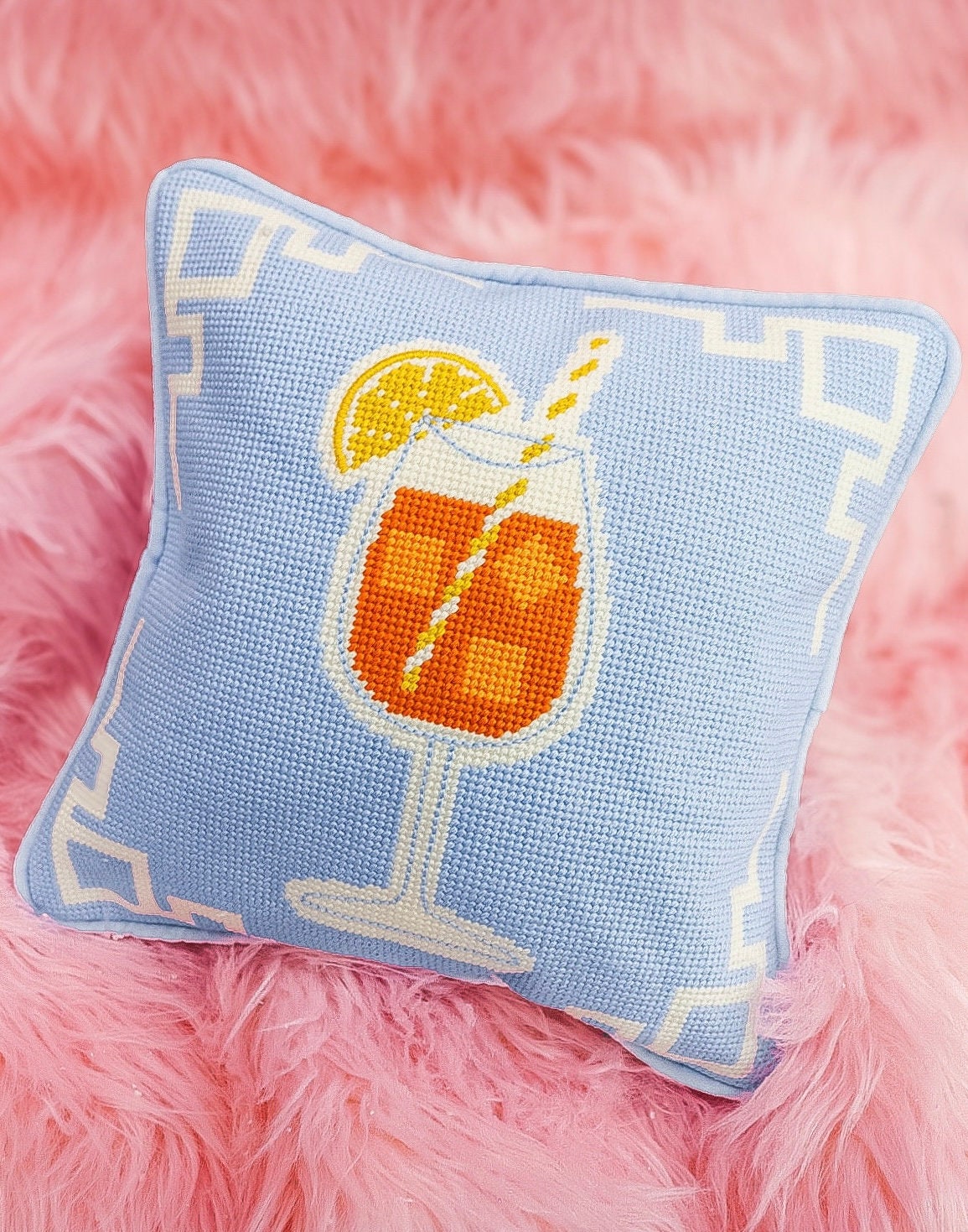 Aperol Spritz Needlepoint Pillow