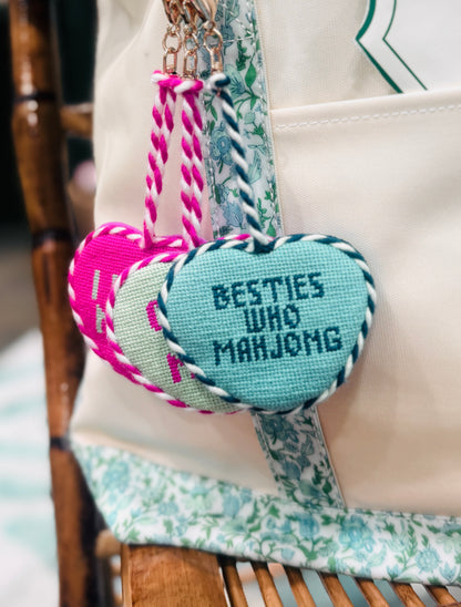 Besties Who Mahjong Needlepoint Bag Charm
