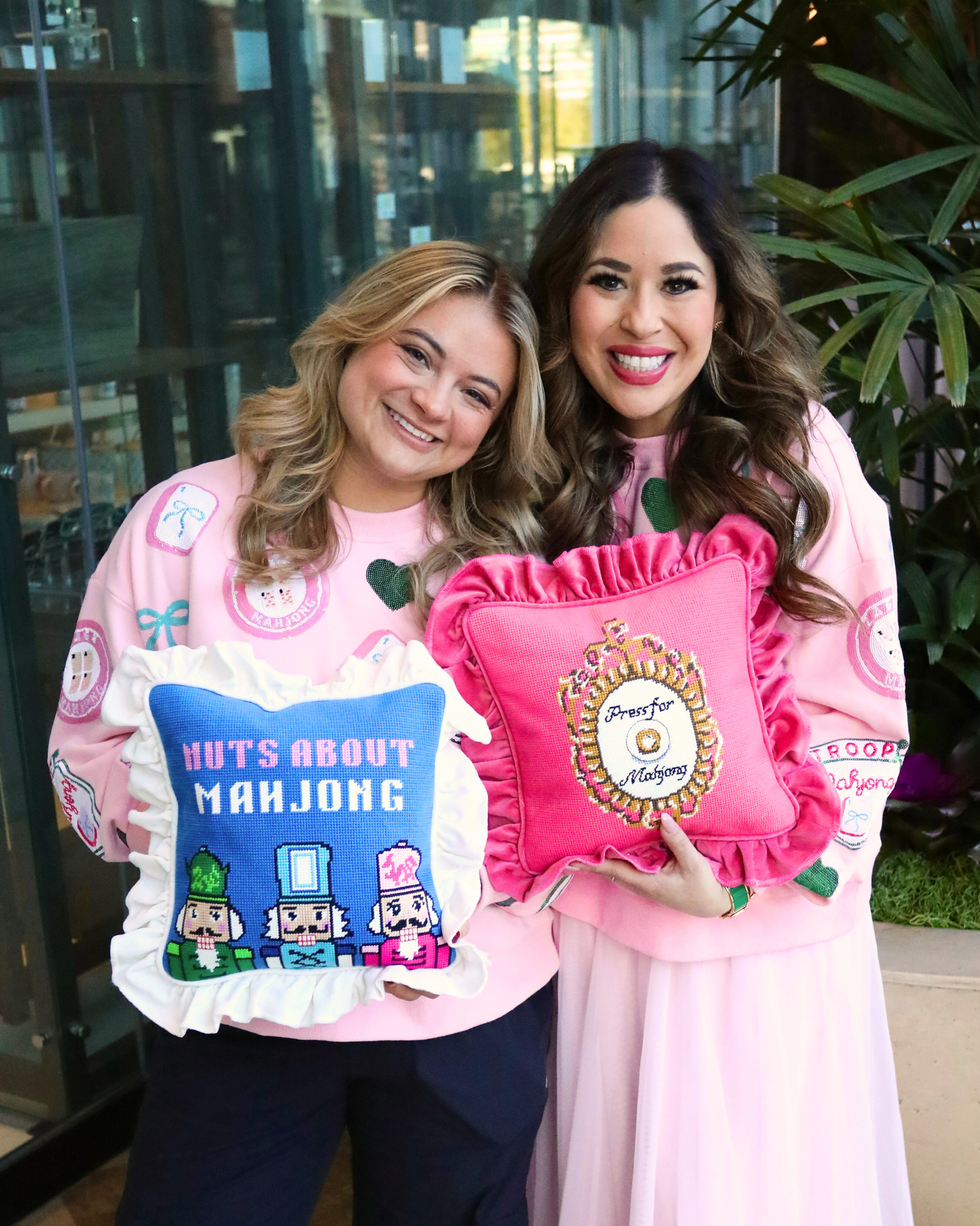 Nuts about Mahjong Needlepoint Pillow