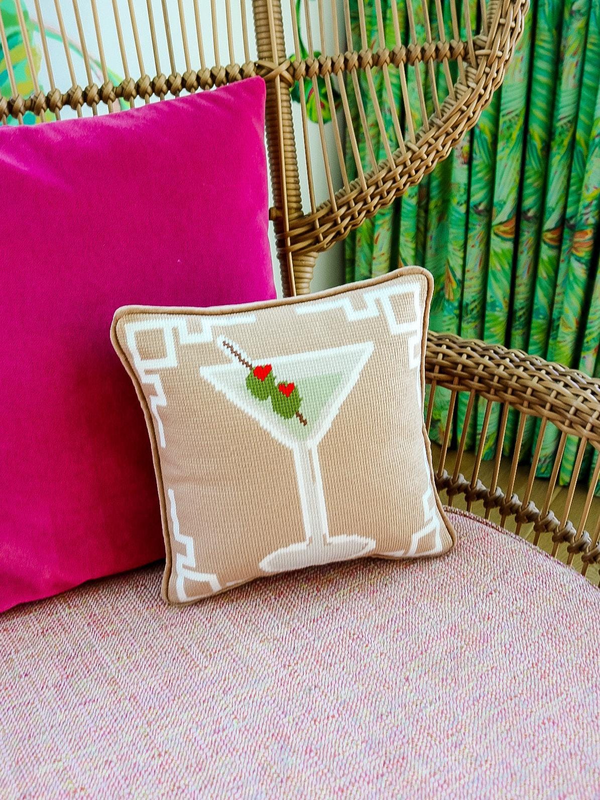 Dirty Martini Needlepoint Pillow
