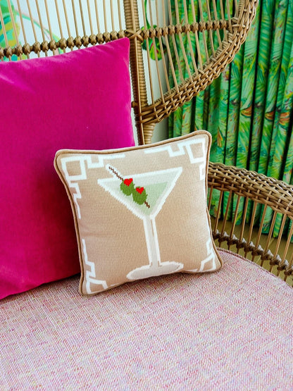 Dirty Martini Needlepoint Pillow