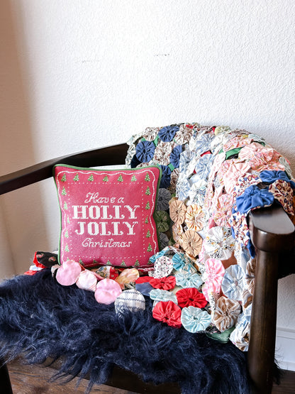 Merry Little Christmas Needlepoint Pillow