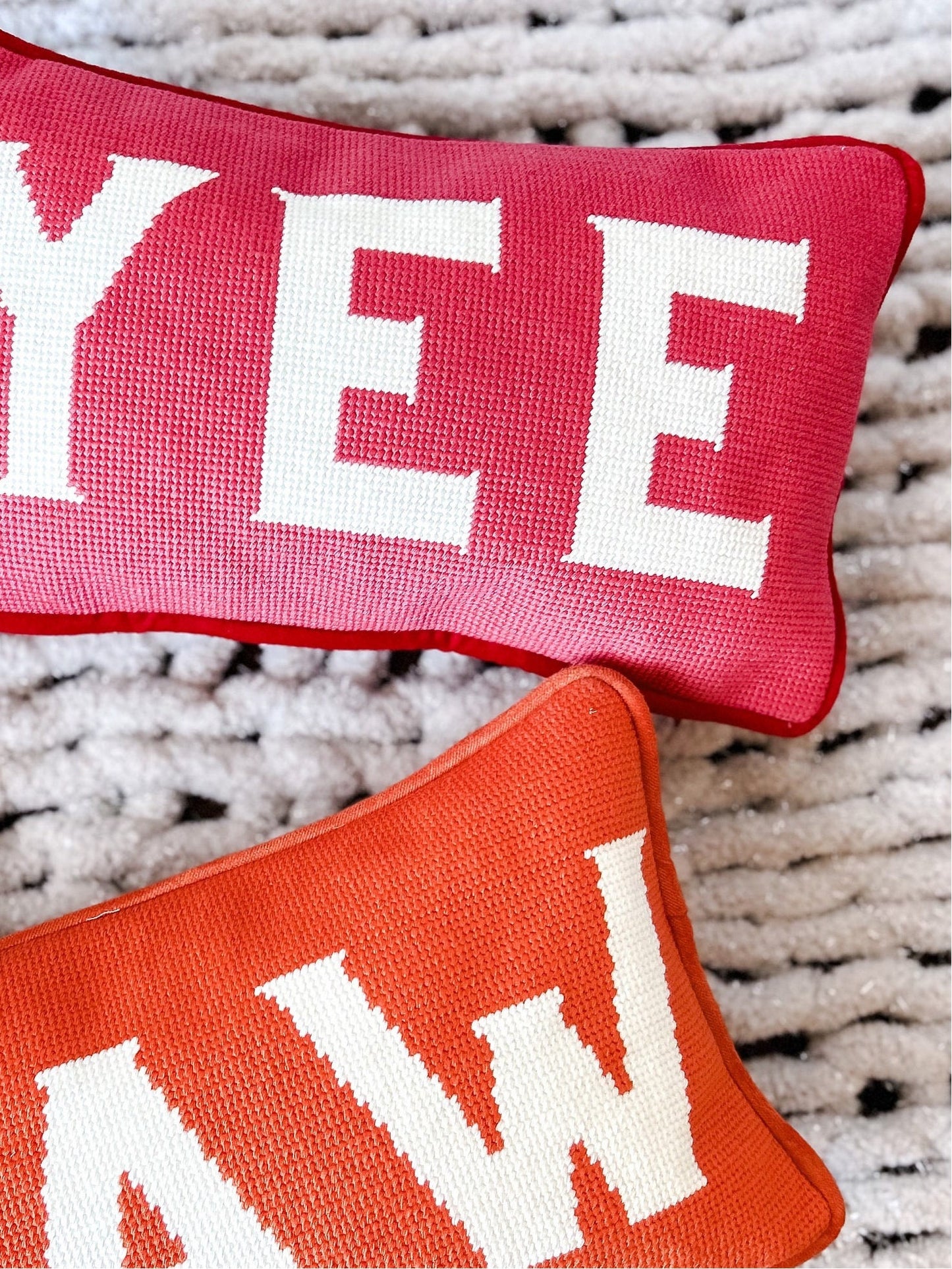 Yee Haw Needlepoint Pillows- Pink
