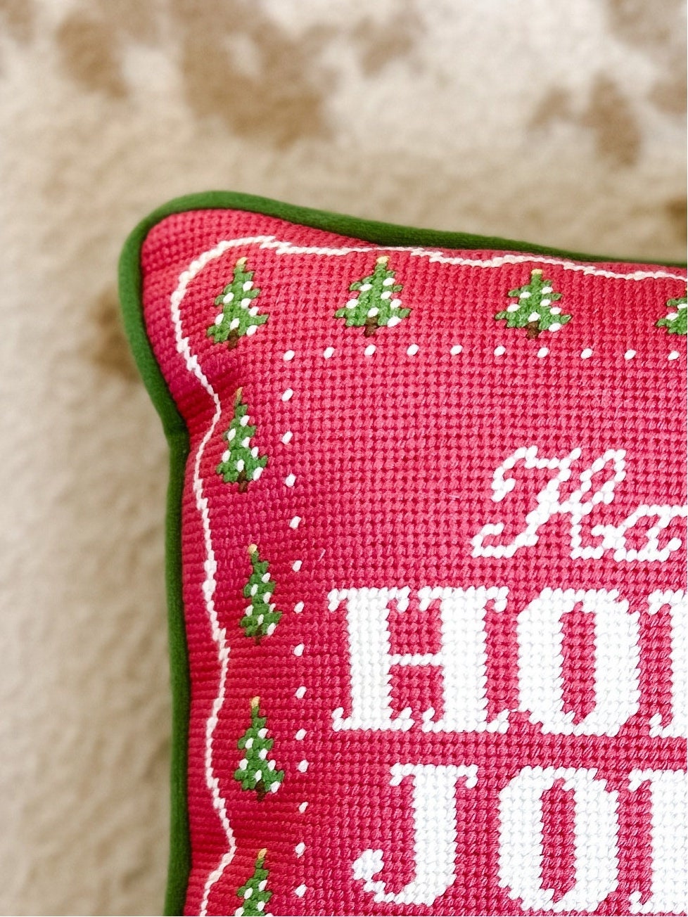 Merry Little Christmas Needlepoint Pillow