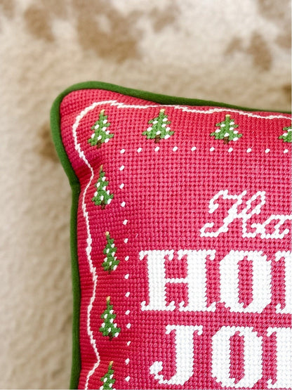 Merry Little Christmas Needlepoint Pillow