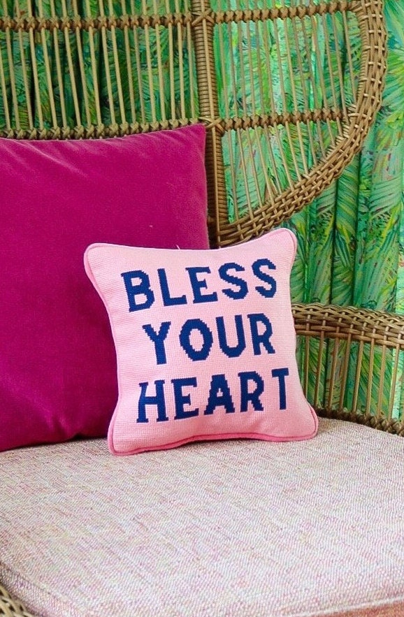 Bless Your Heart Needlepoint Pillow