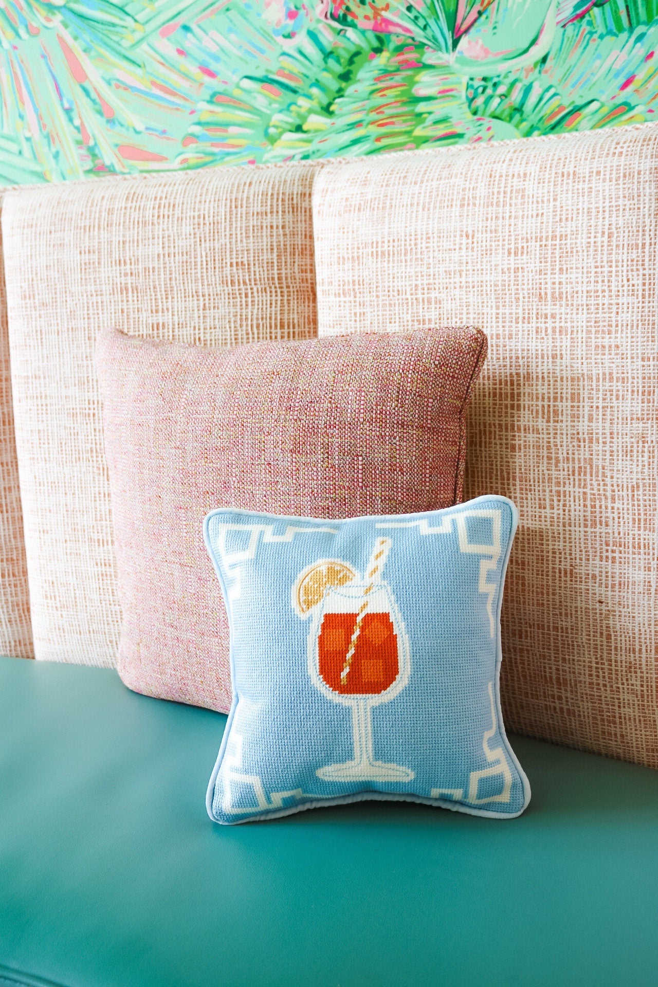 Aperol Spritz Needlepoint Pillow