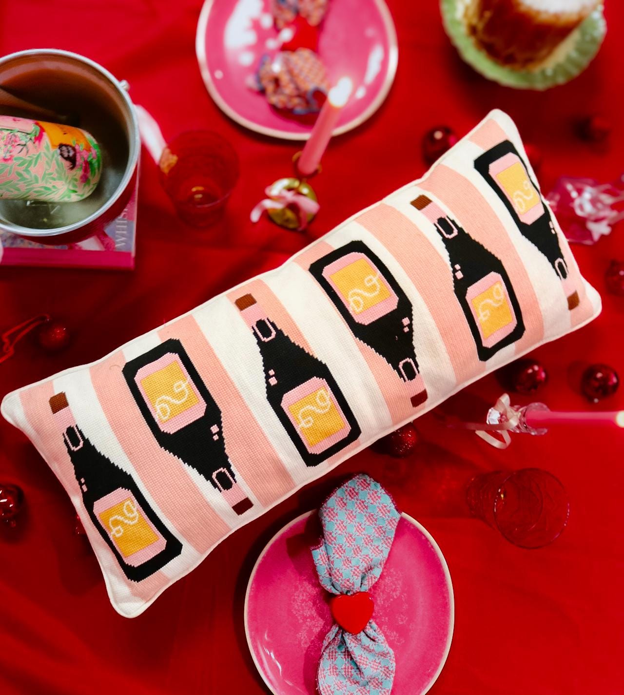 Pop the Bubbly Needlepoint Pillow