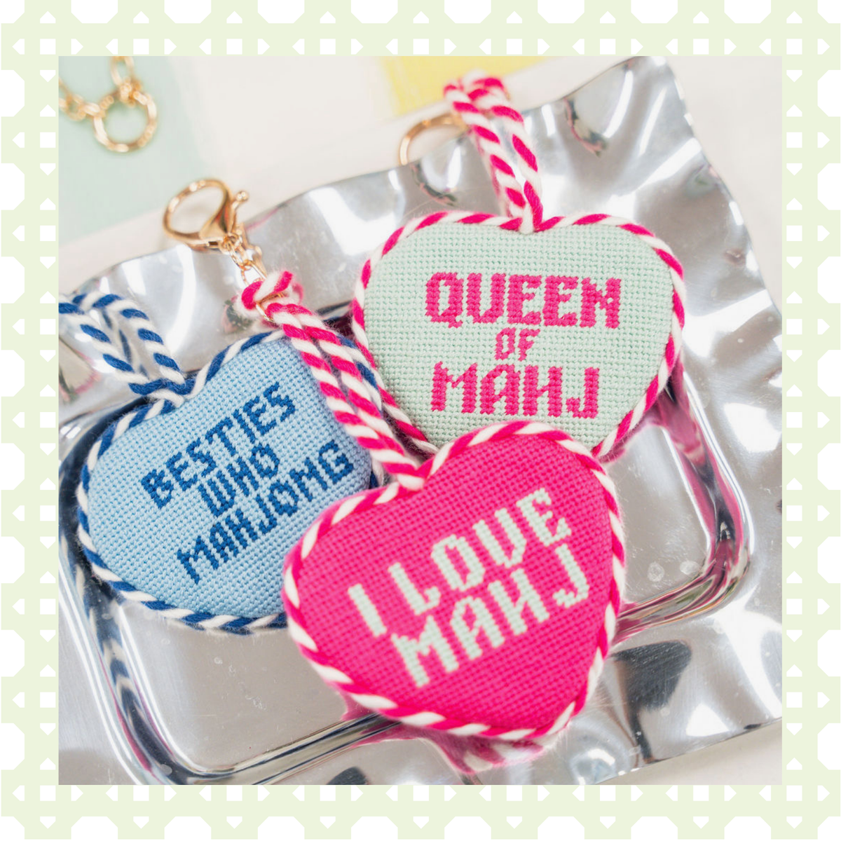 Needlepoint bag charms