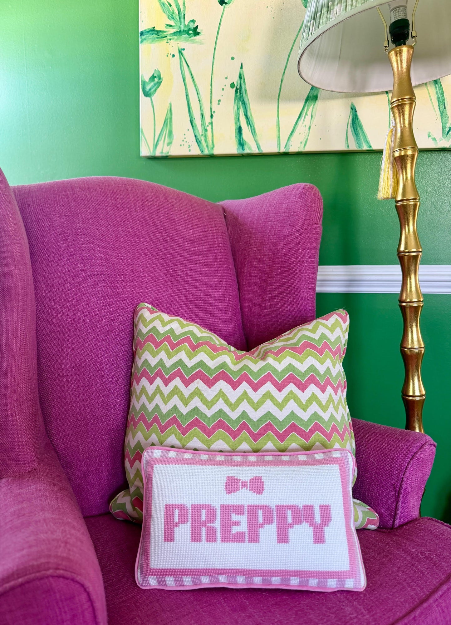 Preppy Needlepoint Pillow