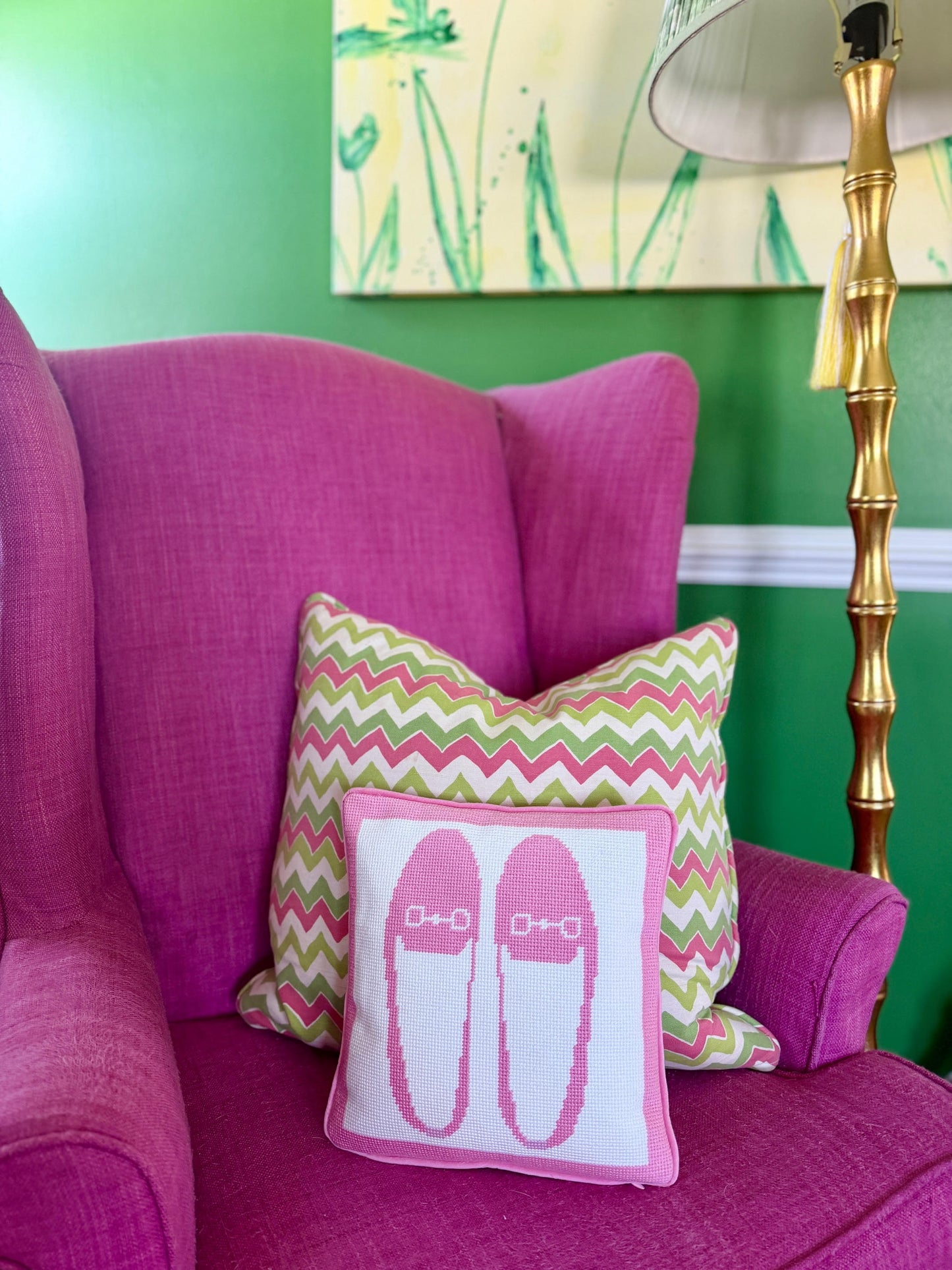 Preppy Loafer Needlepoint Pillow